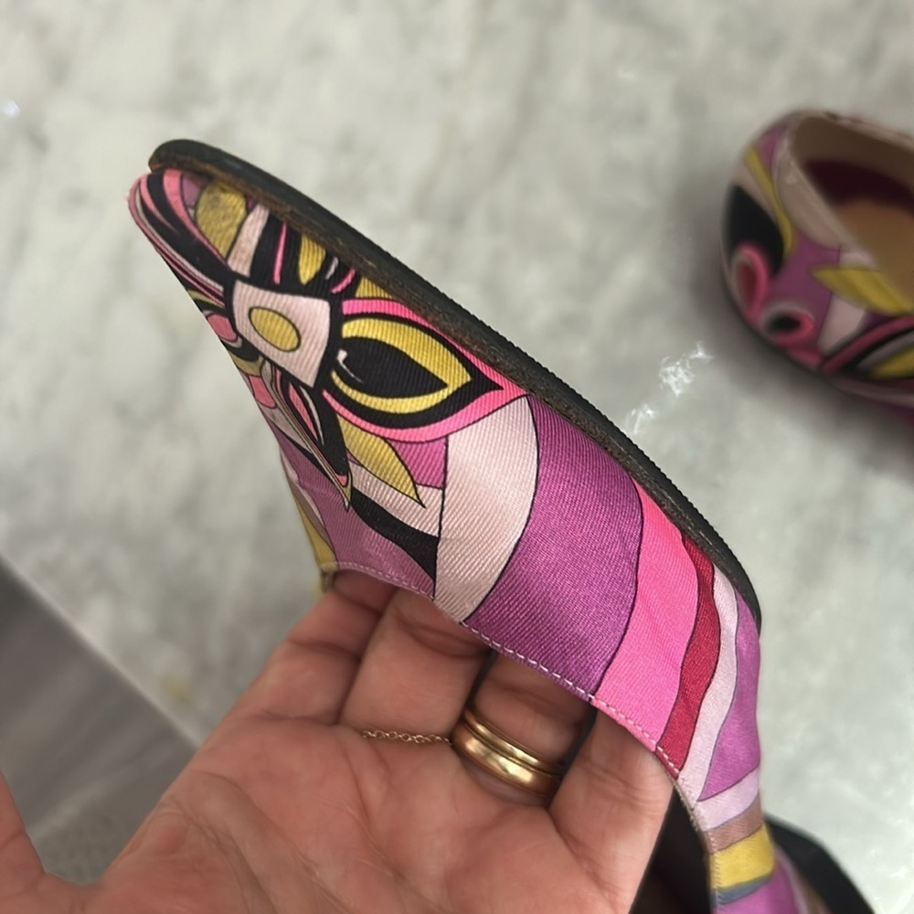 Emilio Pucci Pink and Purple Multi Color Patterned Flats 37 - Picture 6 of 10